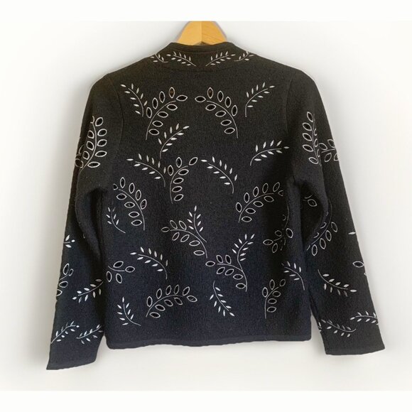 CoVelo Laser Cut Leaf Felted Boiled Wool Jacket Blazer Size Small Quiet Luxury - Picture 6 of 7